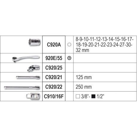 Coffret Big cliquet et douilles 6 pans 1/2''